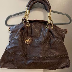 All CROC LEATHER CHOCOLATE BROWN SUPER SOFT ITALIAN BAG
